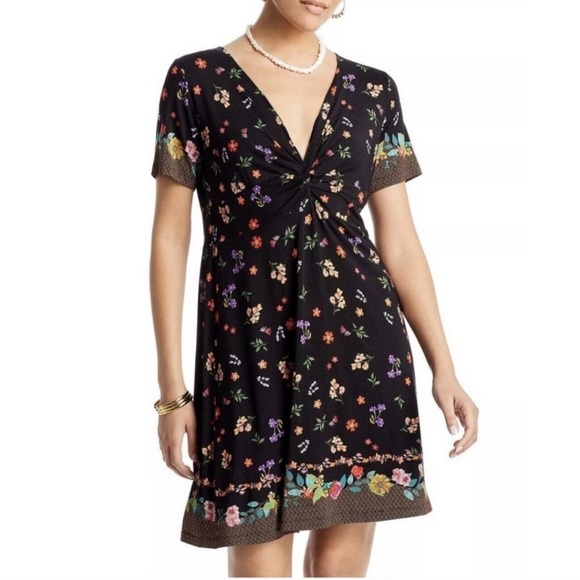 JOHNNY WAS Nani Twist-Front Mini Shift Dress - Picture 1 of 10